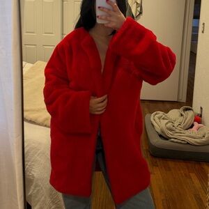 Red Faux Fur Teddy Jacket
